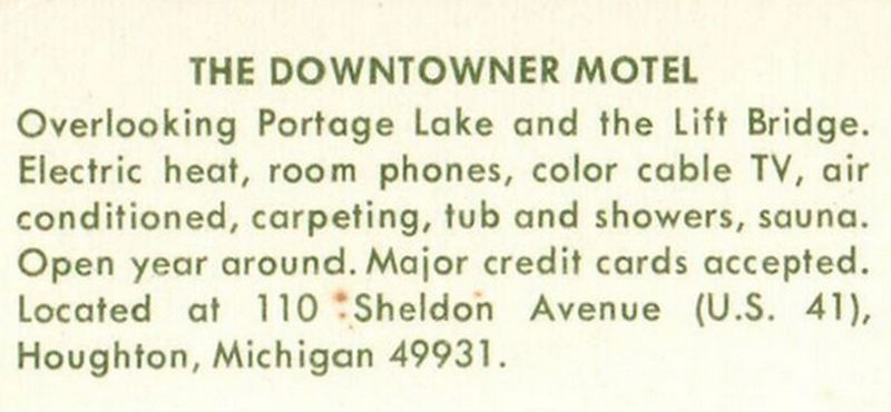 Downtowner Motel - Vintage Postcard